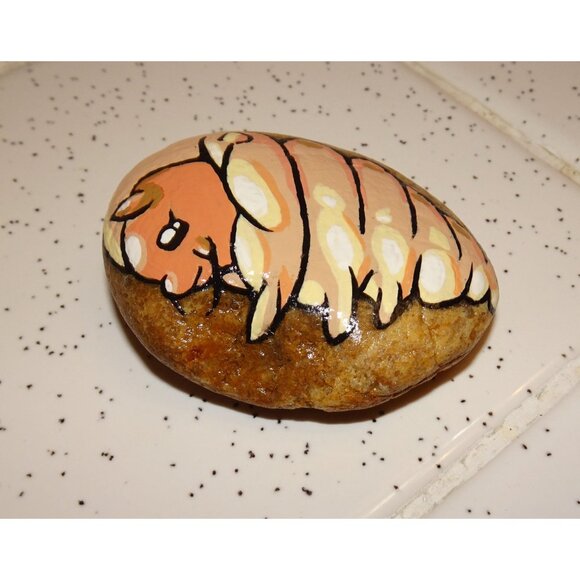 Maggie the Maggot Painted Rock oddity curiosity goth witchy funeral insect - Picture 9 of 15